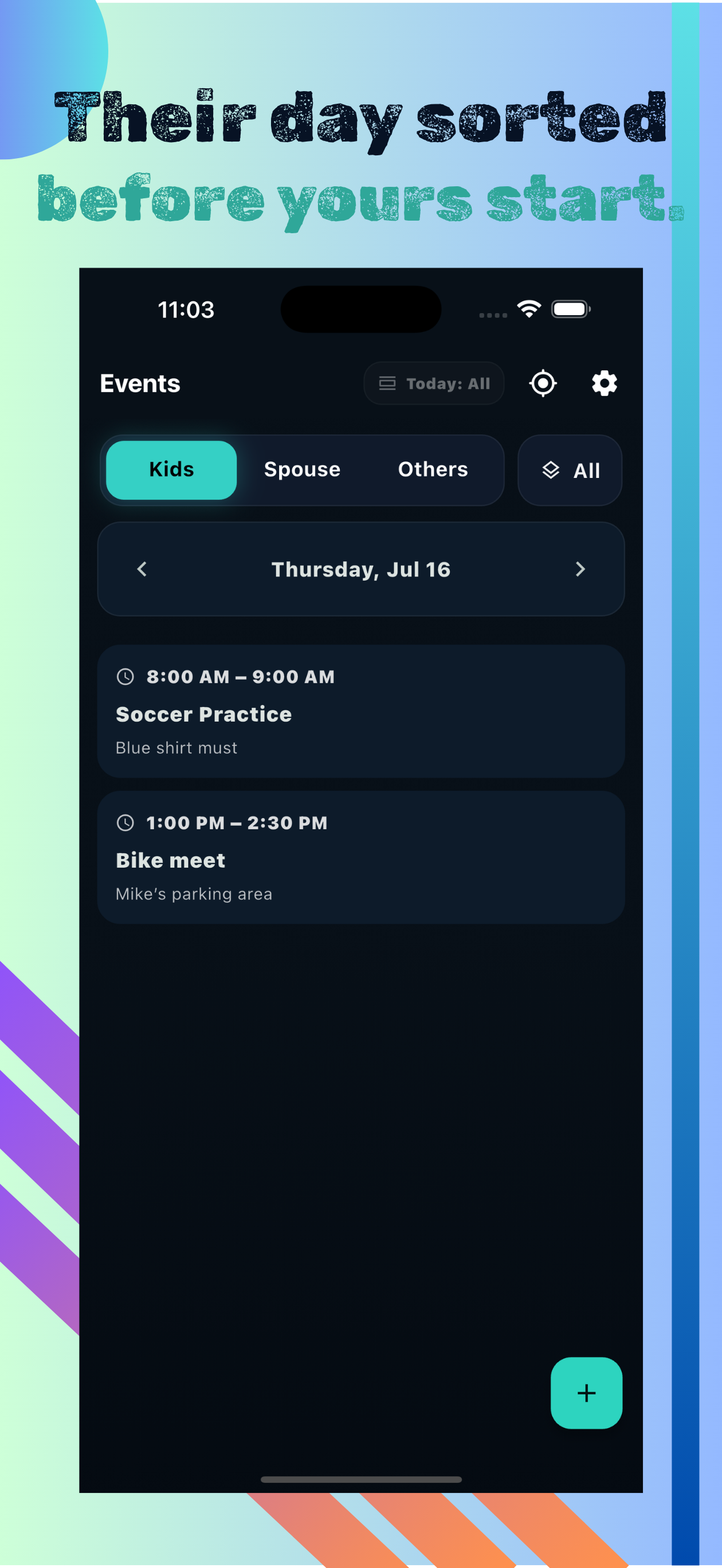 Their day sorted before yours starts — Kids tab